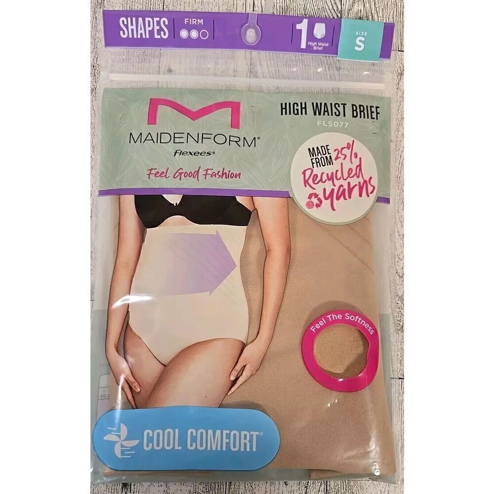 Maidenform Flexees High Waist BRIEF Small Firm Cool Comfort Womens Tan NEW